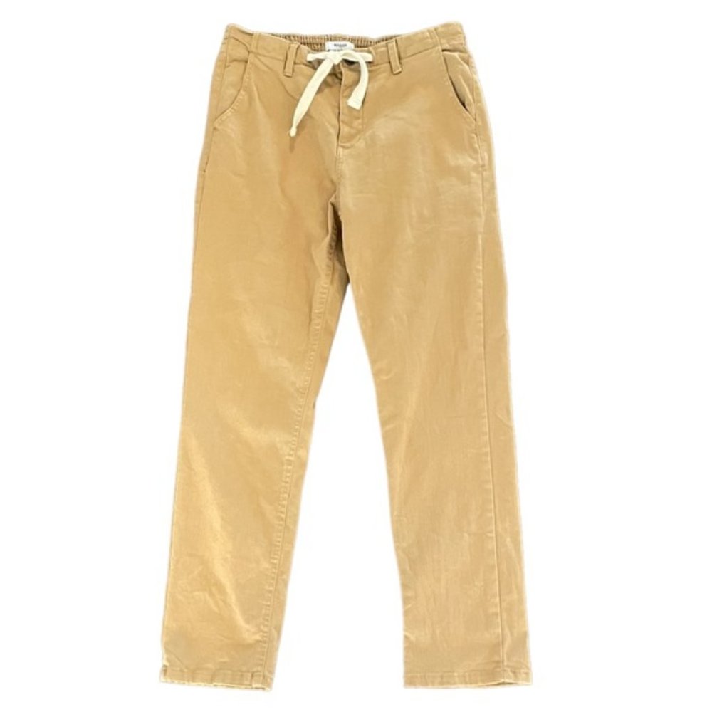 khaki tapered jeans with drawstring